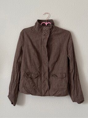 Merona Women's Brown Plaid High-Collar Blazer Jacket